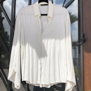 Zara Adjustable sleeves white/silver blouse M